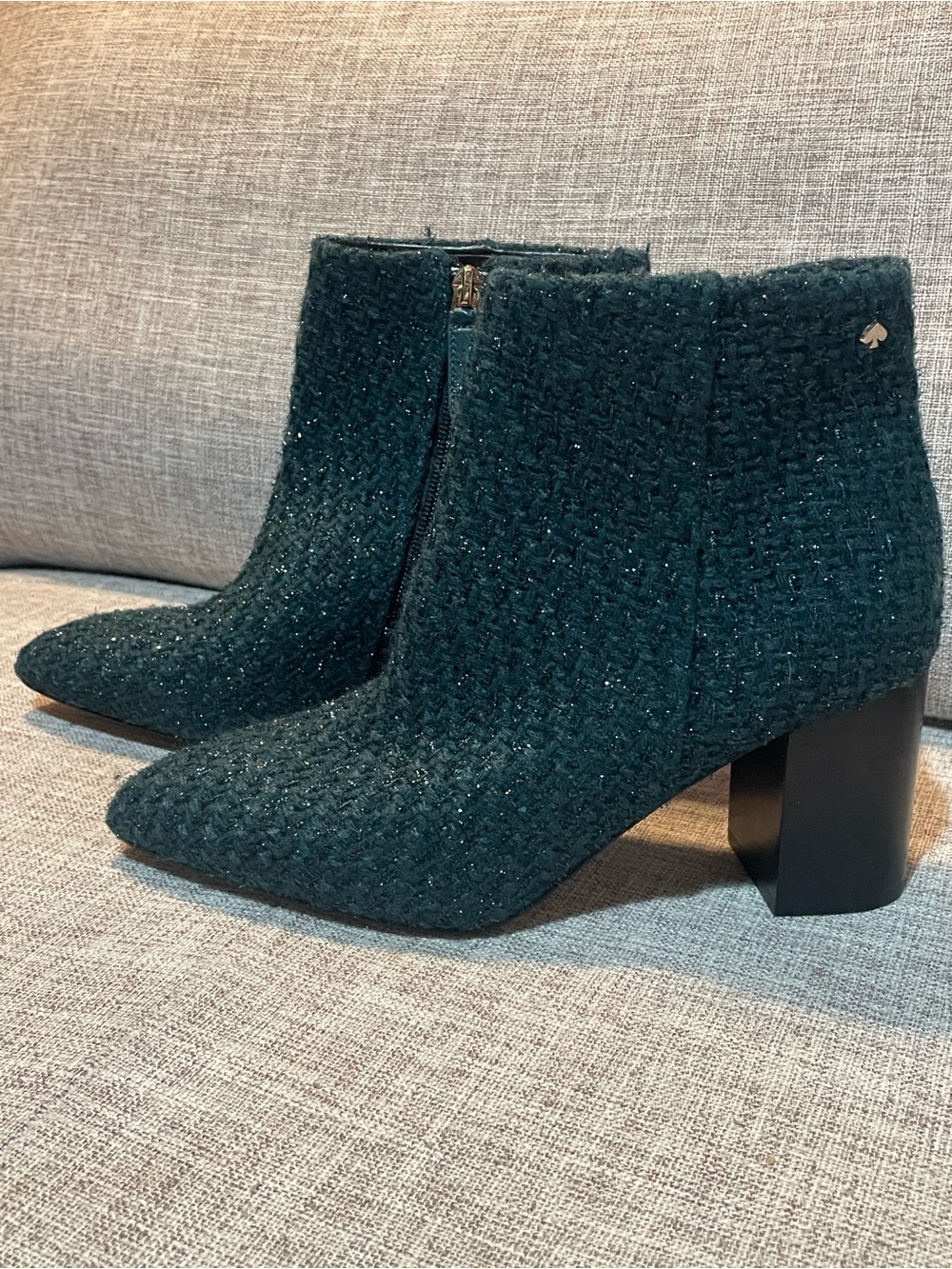 ♠️ LIKE NEW- Kate Spade "Giselle" Teal Textured Ankle Booties Size 6